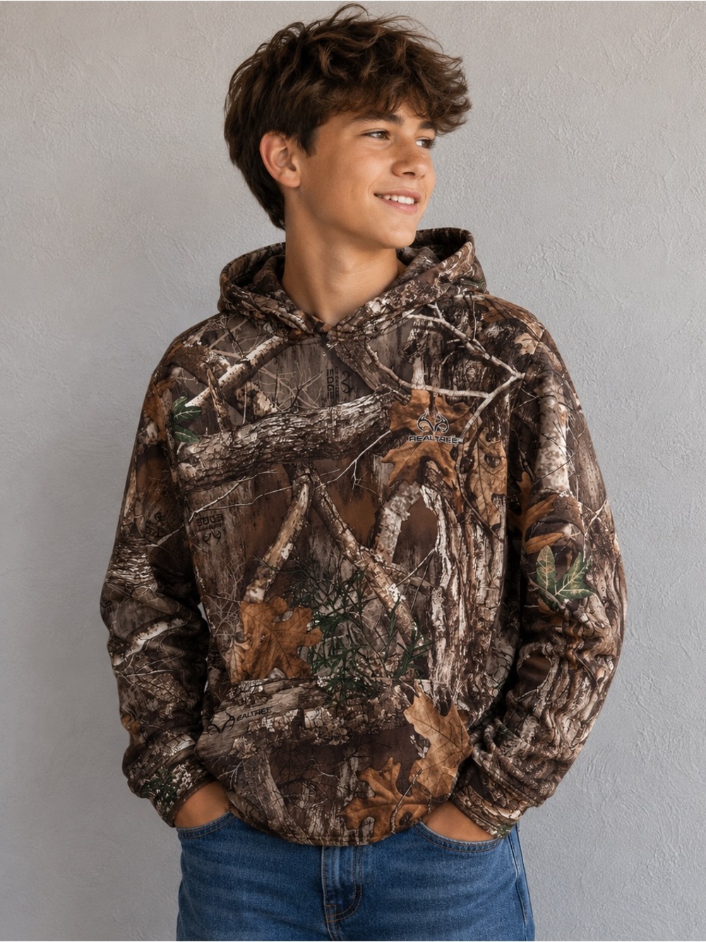 Realtree Camo Fleece Hoodie | Youth XL (14–16) | Hunting Pullover